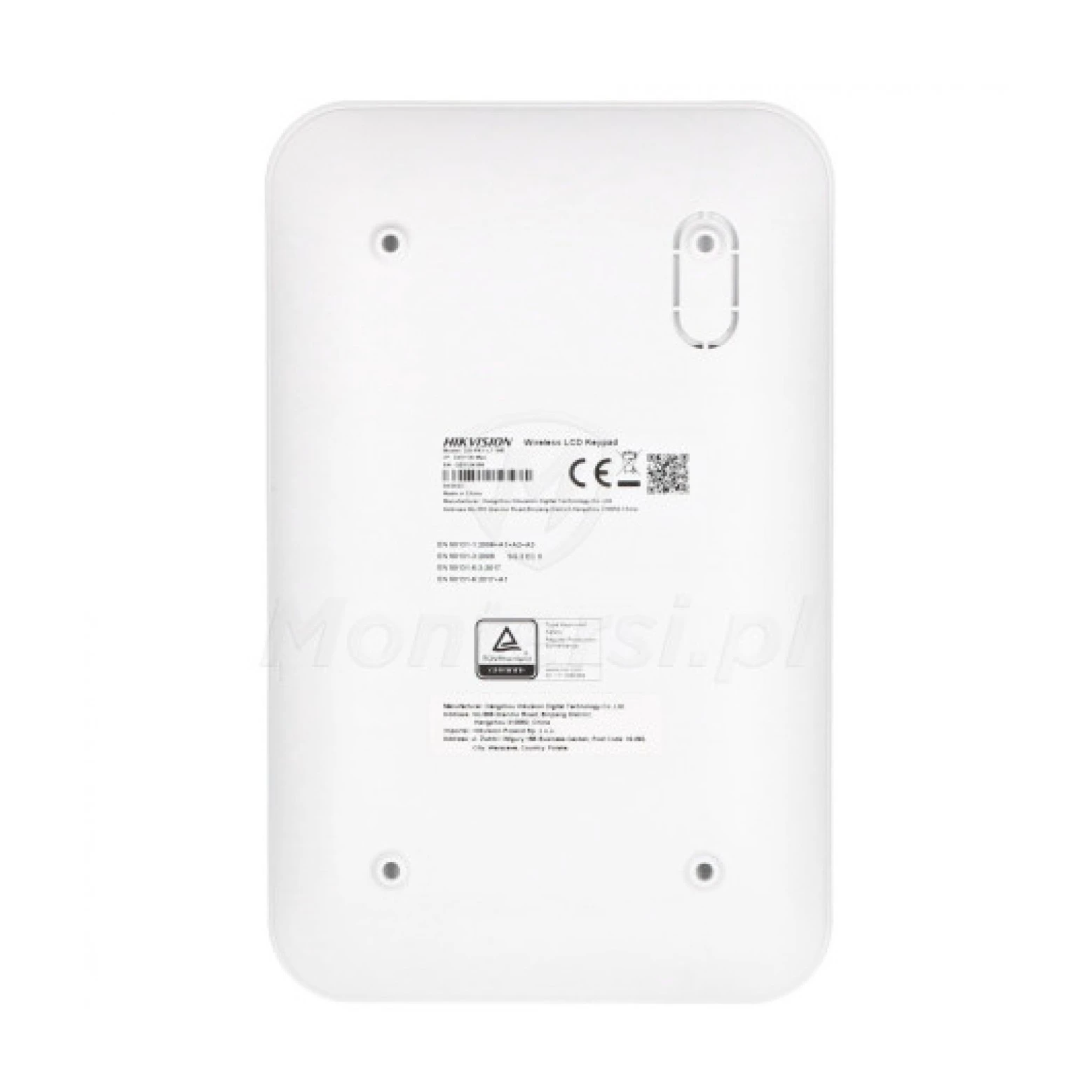 Hikvision DS-PK1-LT-WE Teclado LCD inalámbrico con función de etiqueta blanco