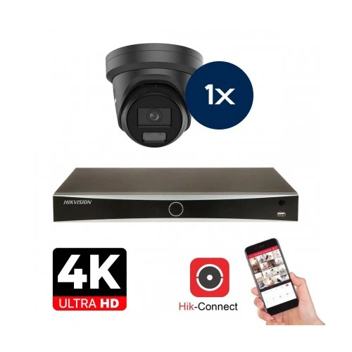 Hikvision Camera Set - 1x Colorvu 3.0 - Turret - 8MP (4K) - Audio en Microfoon - IP - Negro
