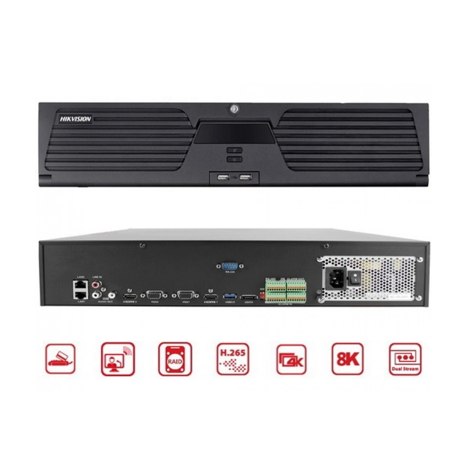 Hikvision DS-9664NI-M8 - Grabador de vídeo en red - 64 -canales - 8x SATA - PoE