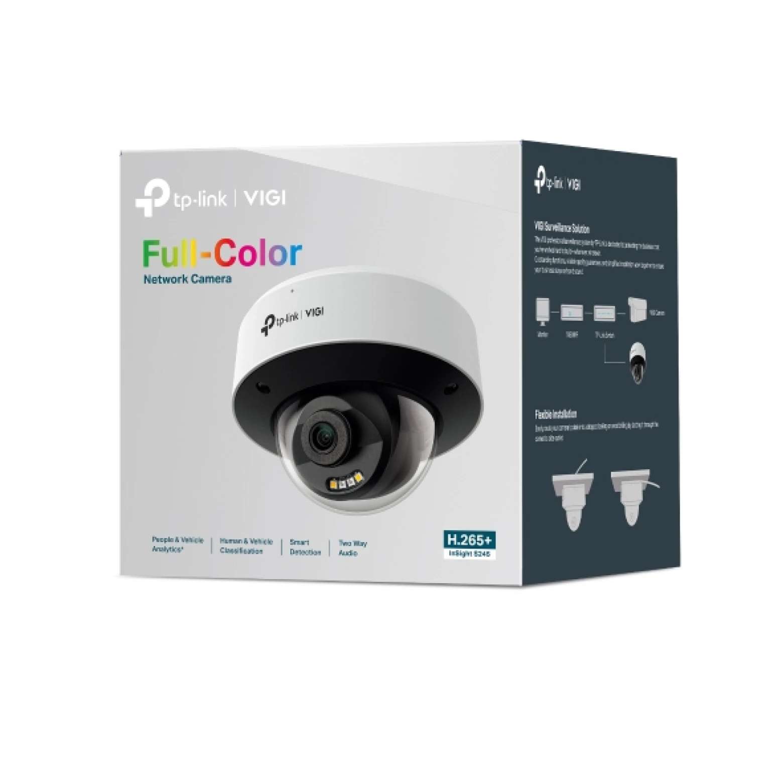 VIGI By TP-link - InSight S245 - 4 MP - ColorPro 2.0 - IA - Torre - con disuasión activa - Blanco