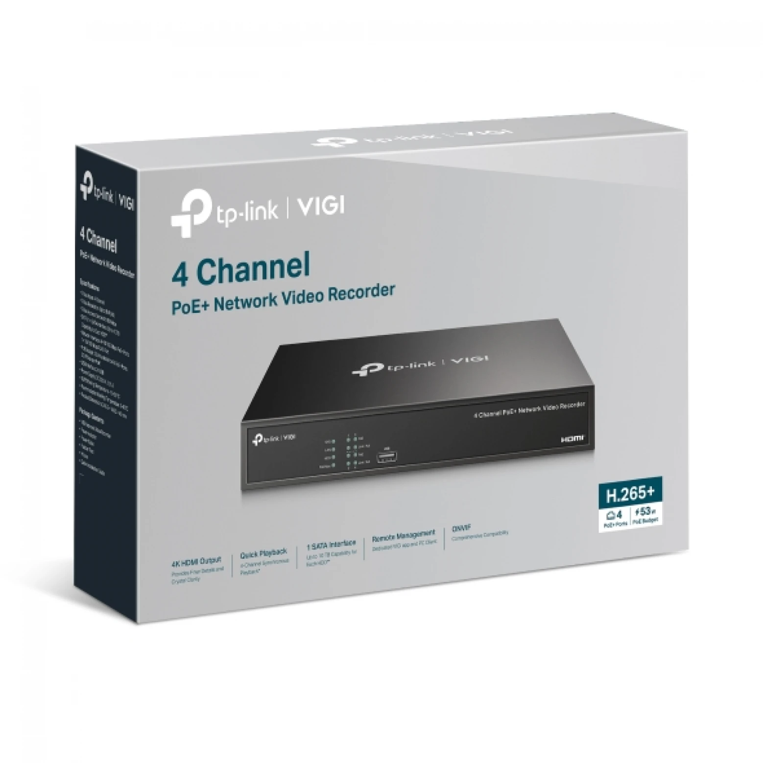 TP-Link By VIGI - NVR1004H-4P - 4 canales - PoE - IP - NVR 