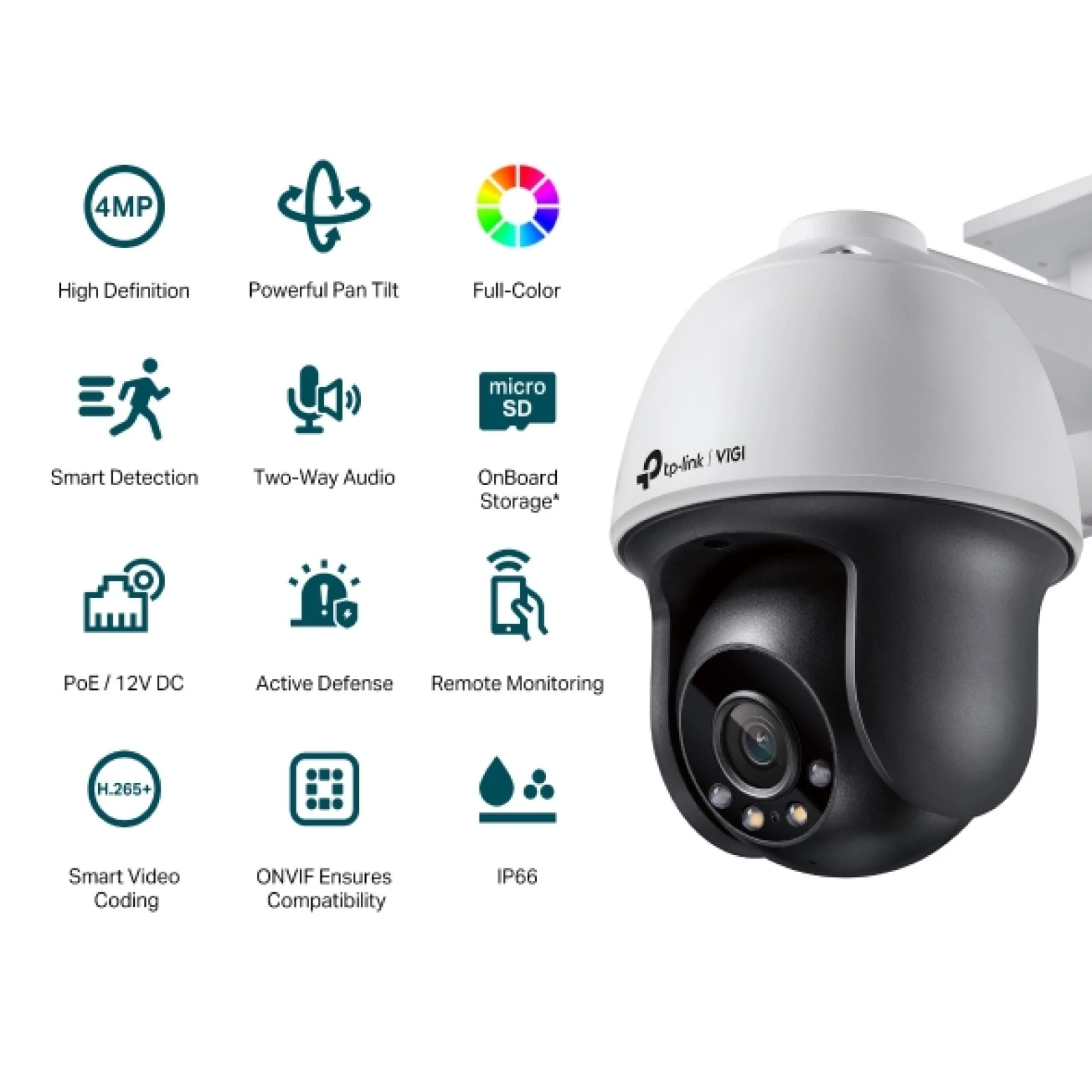 VIGI By TP-link - C540SI - 4 MP - ColorPro - Cámara con giro e inclinación - Con