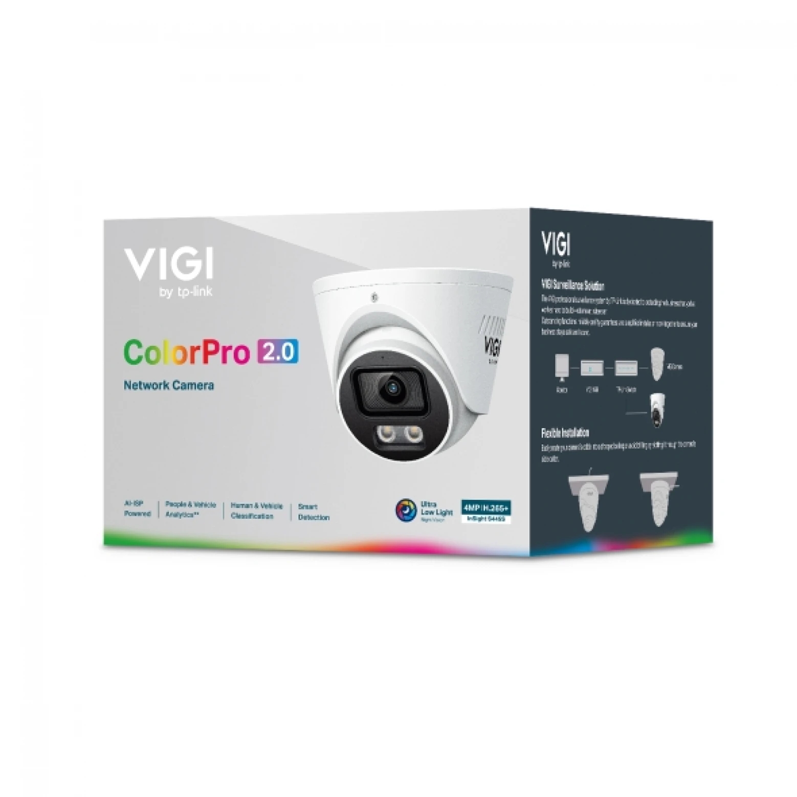 VIGI By TP-link - InSight S445S - 4 MP - ColorPro 2.0 - IA - Torre - con disuasión activa - Blanco